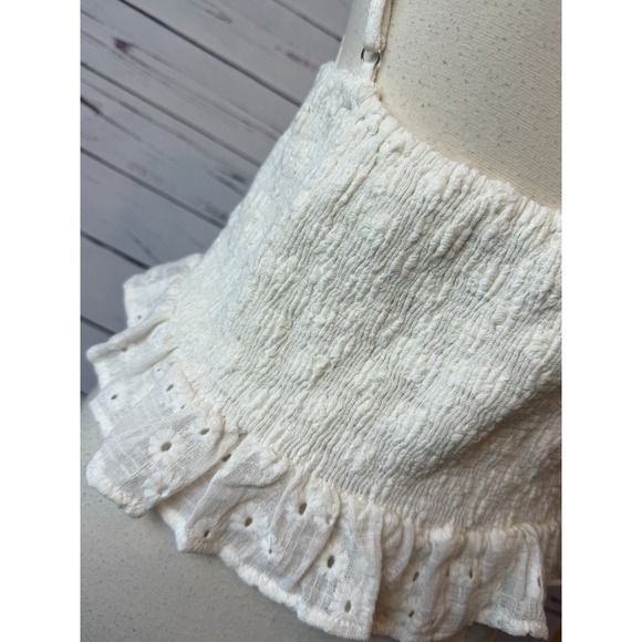 Zara Shirt Lined cami tank top Medium Blouse Ruffle Peplum Lace Y2K 80s NWT Boho - Picture 4 of 8